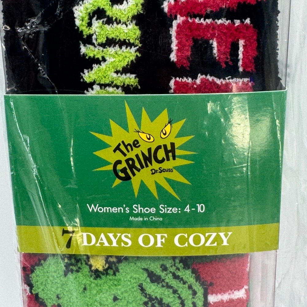 Grinch Sock Set‎ 7 Pair Womens 4-10 Cozy Holiday NEW - Picture 5 of 8